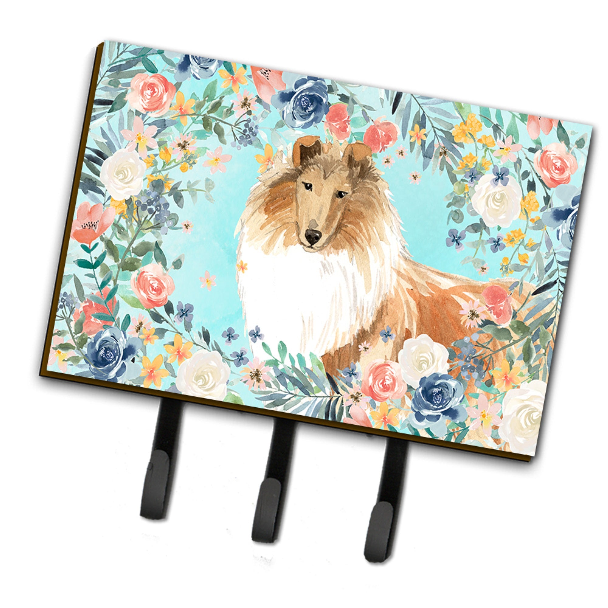 Caroline'S Treasures Collie Leash Or Key Holder Hooks, Multicolor